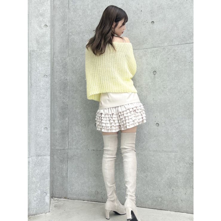 落ち着いた煌きラメフェザー大人Vネックカーディガン】｜MELROSE