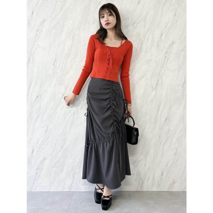 コルセットライクニットトップス[品番：MKSW0059848]｜dazzlin