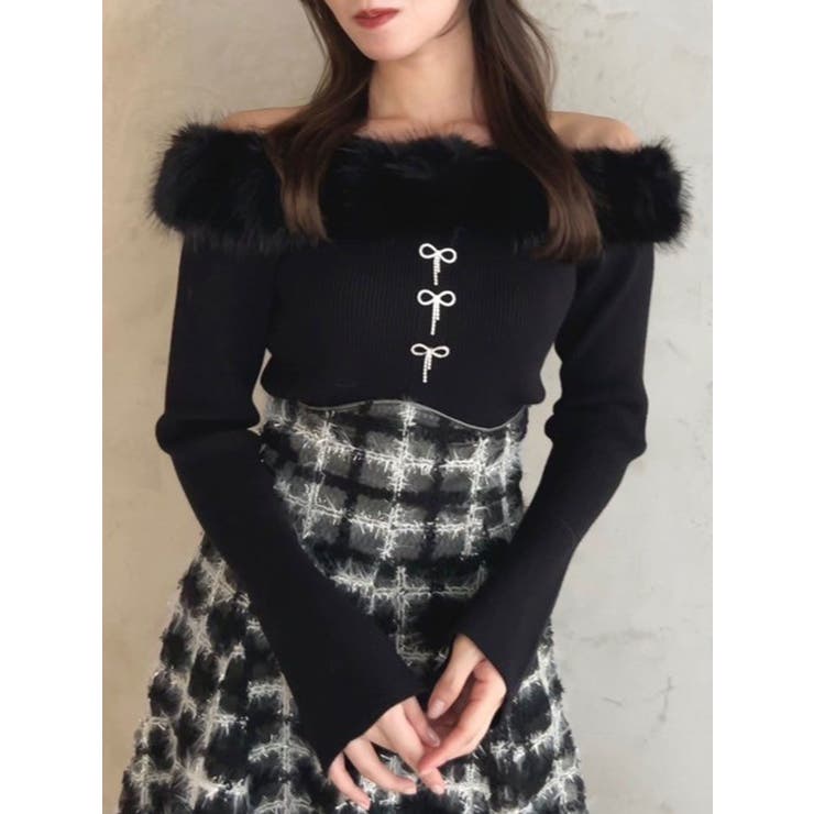 2WAYファーライクネックニットトップス[品番：MKSW0061245]｜dazzlin