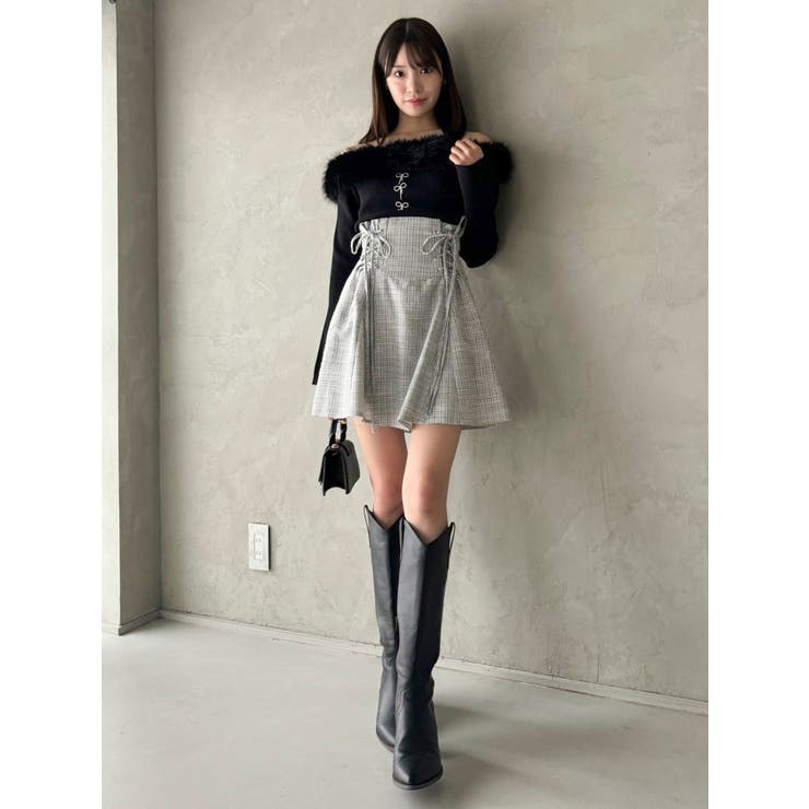 2WAYファーライクネックニットトップス[品番：MKSW0061245