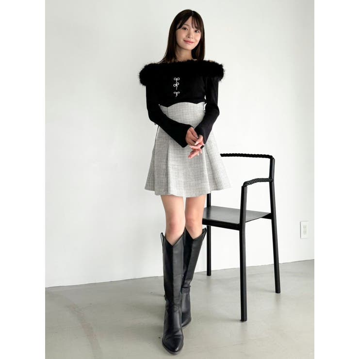 ダッフィー SLY | DUAL COLOR FRONT ZIP KNIT トップス (ニット ) |SHEL