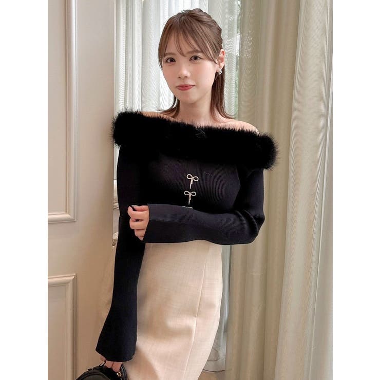 2WAYファーライクネックニットトップス[品番：MKSW0061245]｜dazzlin