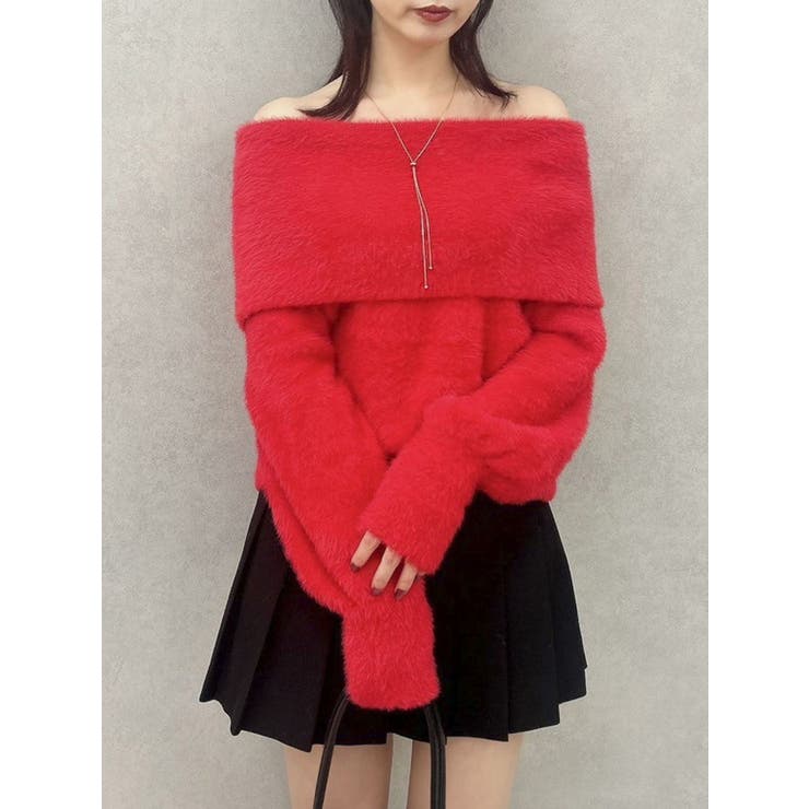 シャギーオフショルニットプルオーバー[品番：MKSW0061496]｜dazzlin
