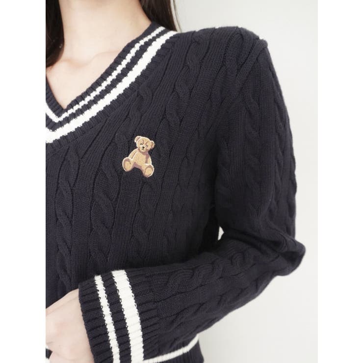 dazzlin POLO BCS コラボ シャツドッキングケーブルニットトップス POLO BCS コラボ】シャツドッキングケーブルニットトップス[品番