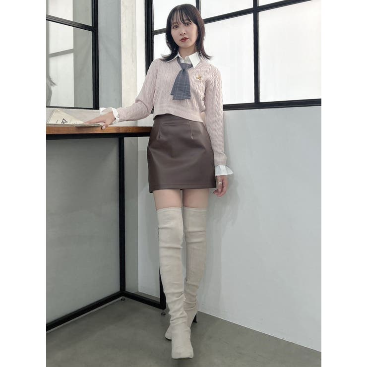 POLO BCS コラボ】シャツドッキングケーブルニットトップス[品番