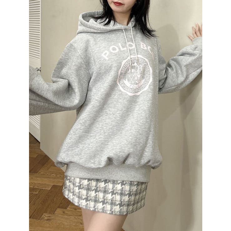 グレー | 【POLO BCS コラボ】プリントロゴ裏起毛フーディー | dazzlin