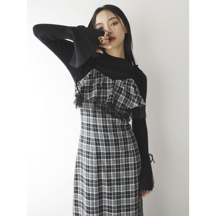 レースヘムキャミワンピース[品番：MKSW0061498]｜dazzlin