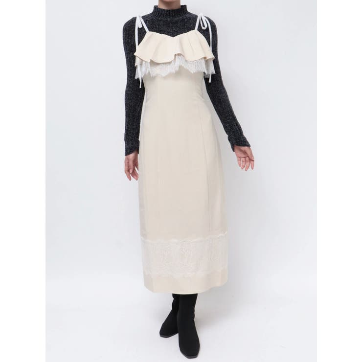 アイボリー | レースヘムキャミワンピース | dazzlin