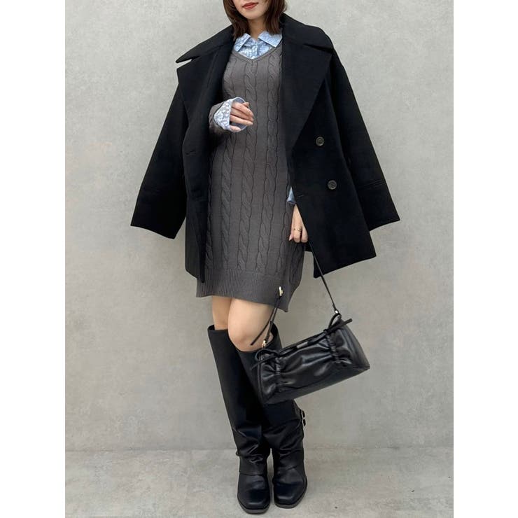 シャツレイヤードケーブルニットワンピース | dazzlin | 詳細画像11 