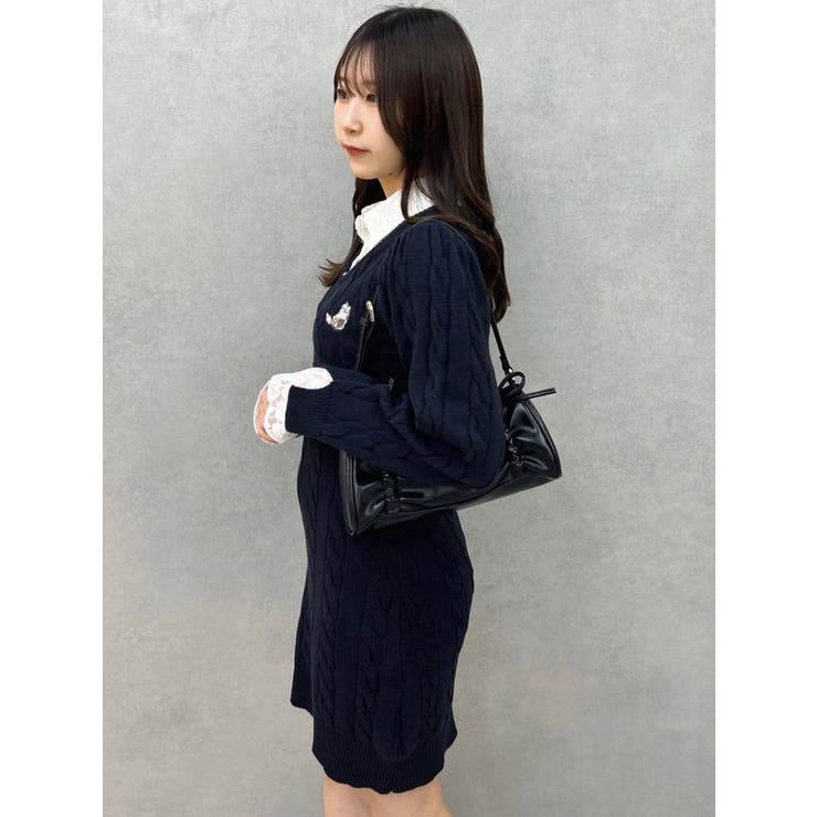 シャツレイヤードケーブルニットワンピース | dazzlin | 詳細画像18 