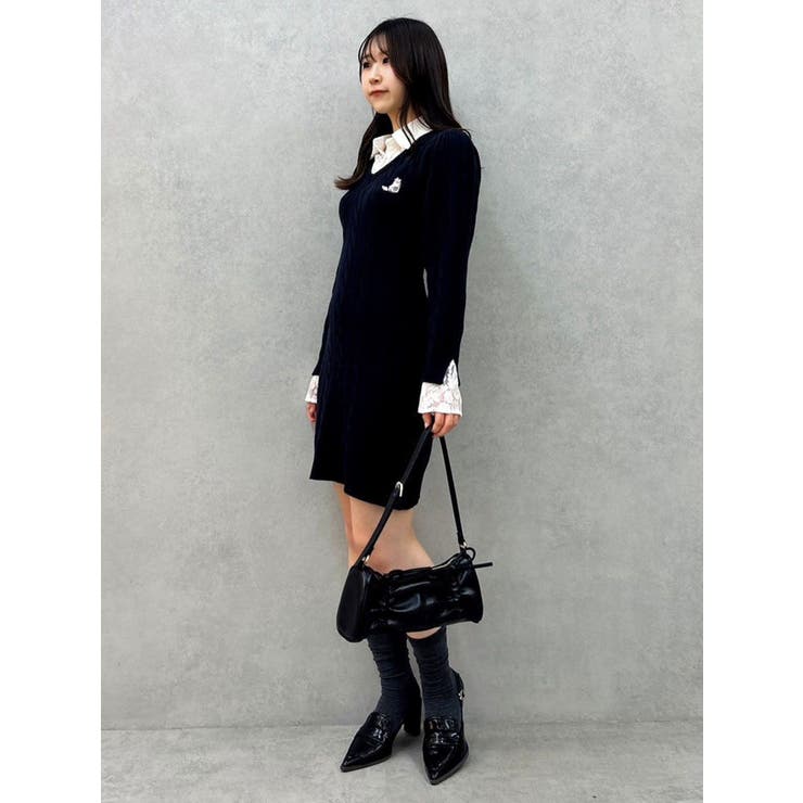 シャツレイヤードケーブルニットワンピース | dazzlin | 詳細画像22 