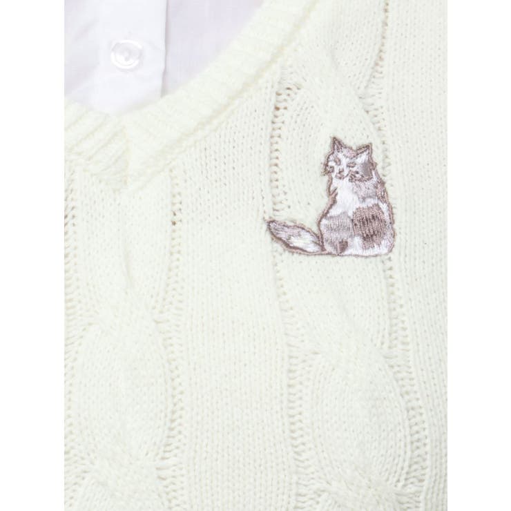 シャツレイヤードケーブルニットワンピース | dazzlin | 詳細画像31 