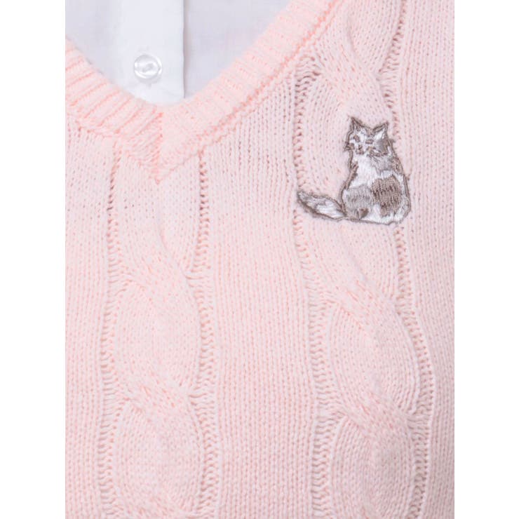 シャツレイヤードケーブルニットワンピース | dazzlin | 詳細画像32 