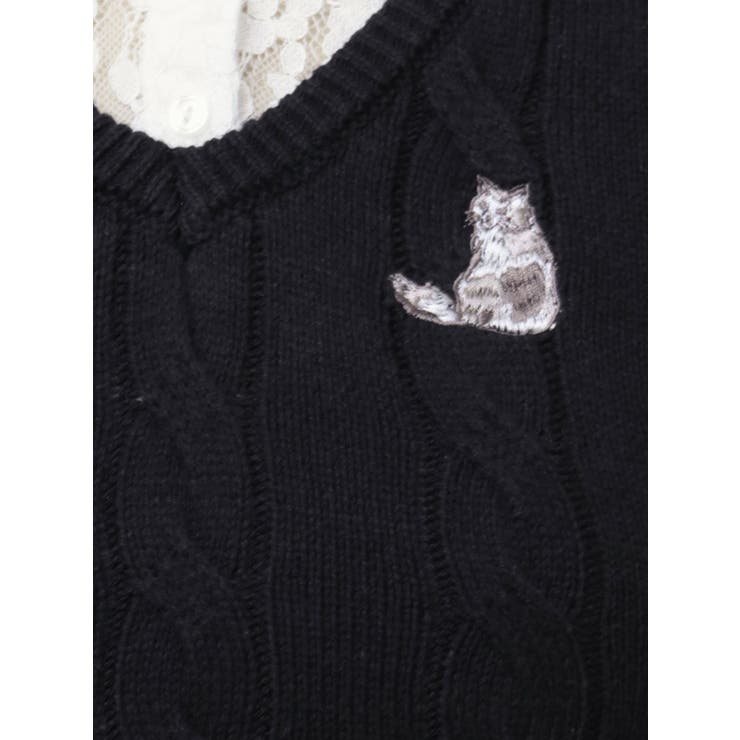 シャツレイヤードケーブルニットワンピース | dazzlin | 詳細画像33 