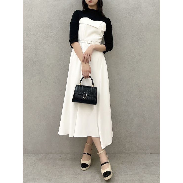 オフホワイト | 折り返しベアドッキングワンピース | dazzlin