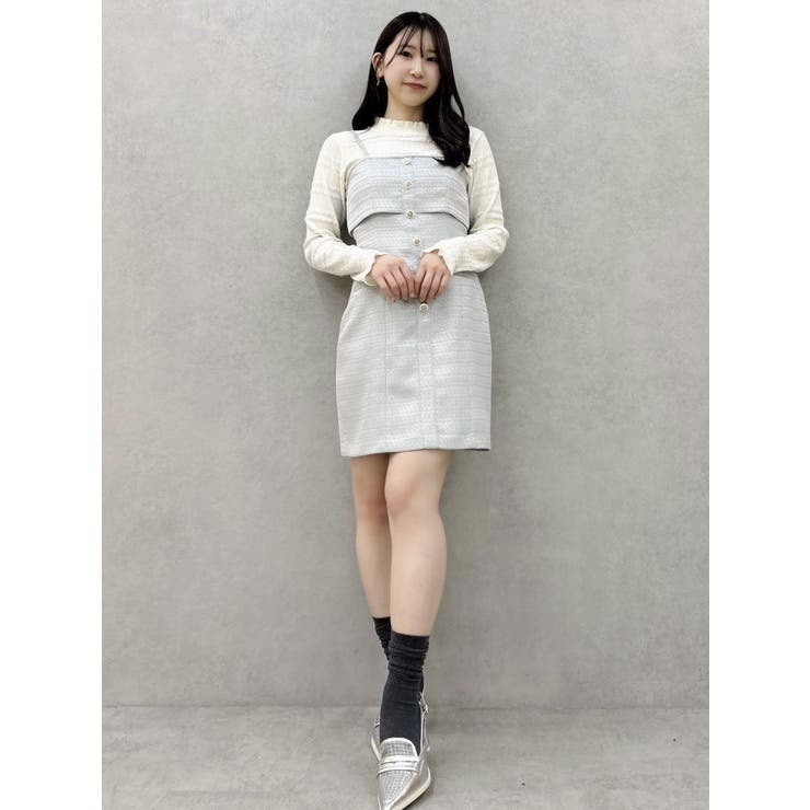 レイヤードの幅が広がる　ツイードミニワンピース RESEXXY ワンピース レイヤードツイードミニワンピース