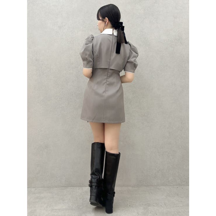 ジャケットライクレイヤードミニワンピース[品番：MKSW0062385