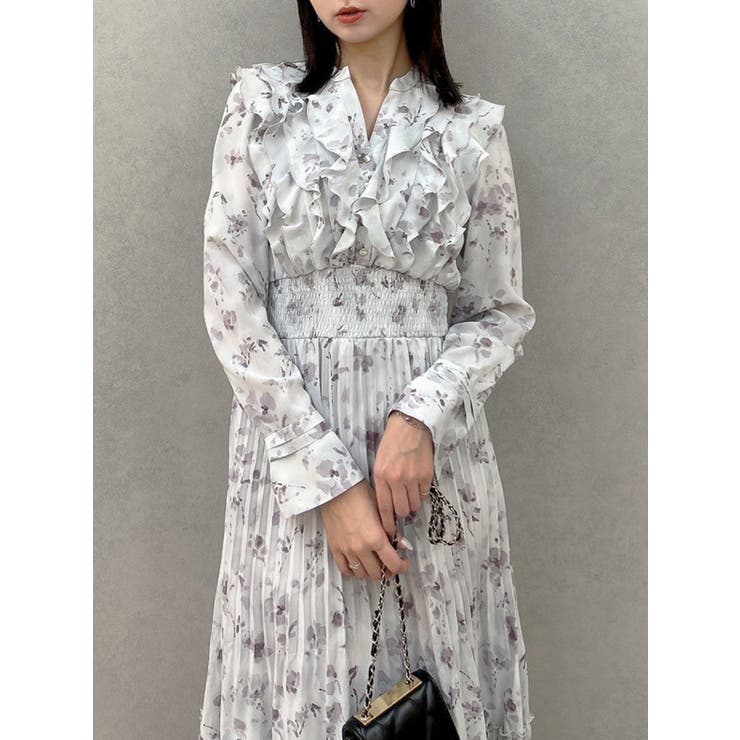 グレー | フラワープリーツワンピース | dazzlin