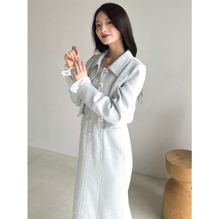 【セットアップ対応】ツイードレイヤードIラインキャミワンピース | dazzlin | 詳細画像16 