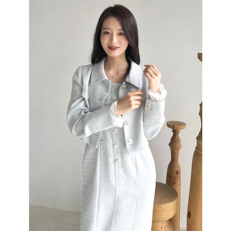 【セットアップ対応】ツイードレイヤードIラインキャミワンピース | dazzlin | 詳細画像17 