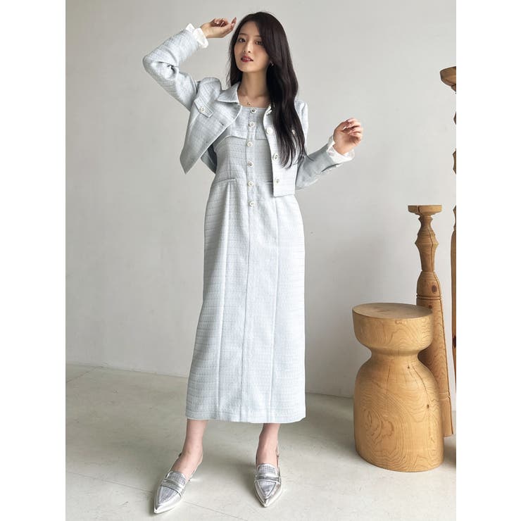 【セットアップ対応】ツイードレイヤードIラインキャミワンピース | dazzlin | 詳細画像34 