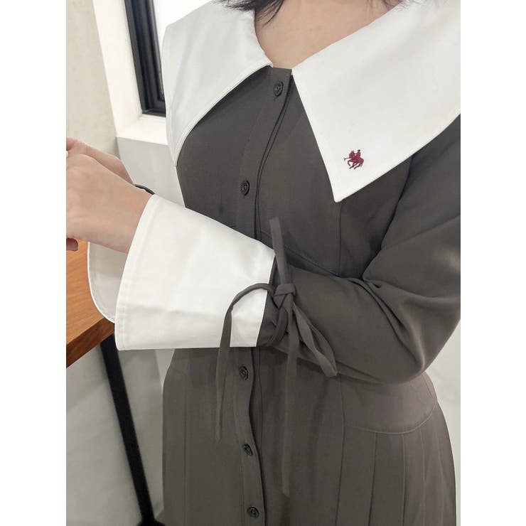 POLO BCS コラボ】ビックカラーサイドプリーツワンピース[品番