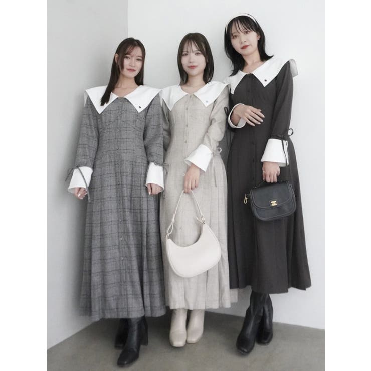POLO BCS コラボ】ビックカラーサイドプリーツワンピース[品番
