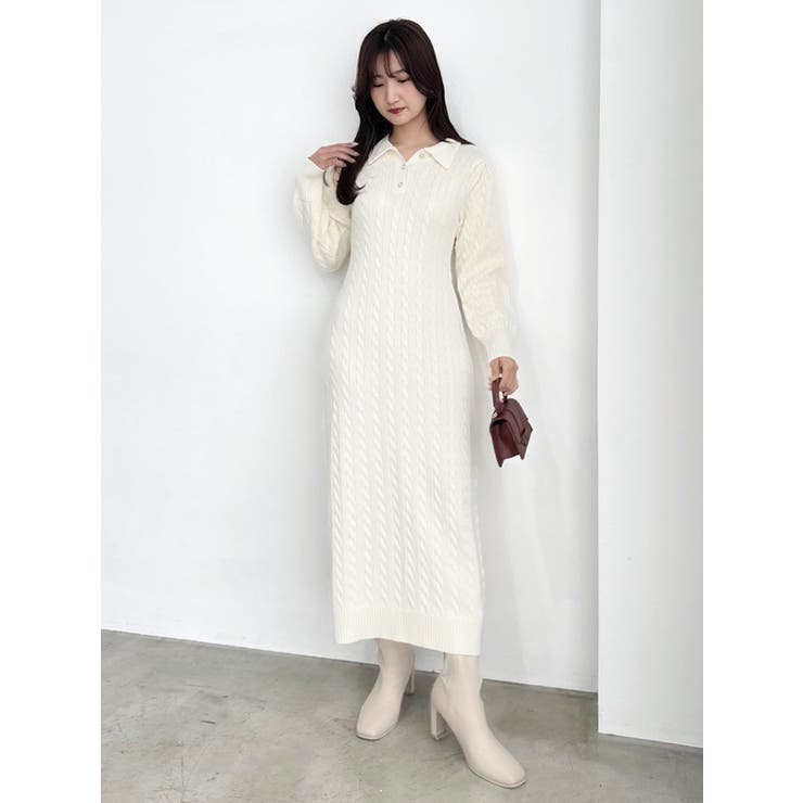 POLO BCS コラボ】ケーブルポロニットワンピース[品番：MKSW0061216