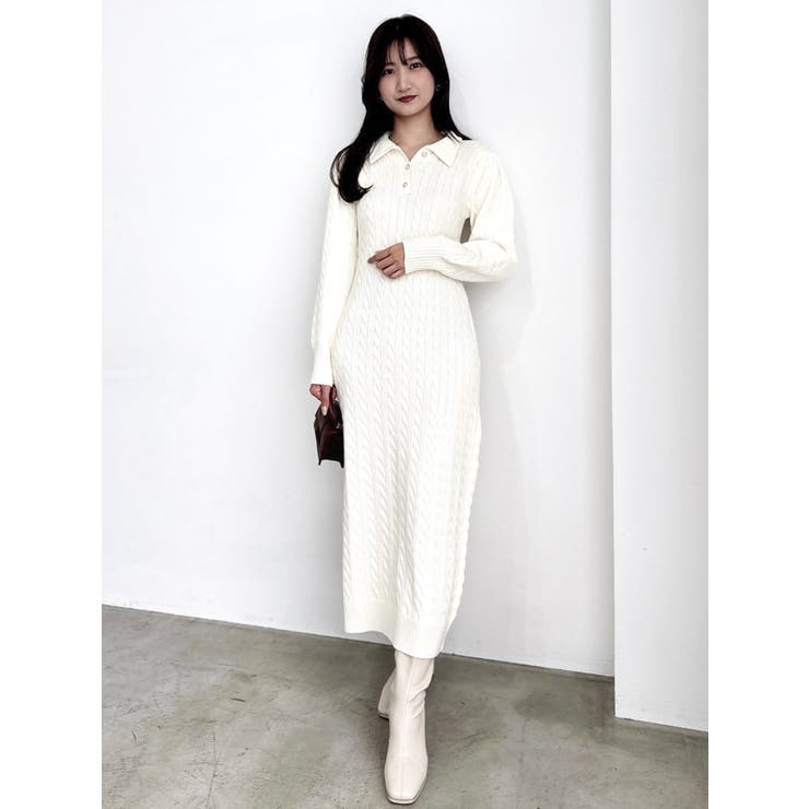 POLO BCS コラボ】ケーブルポロニットワンピース[品番：MKSW0061216