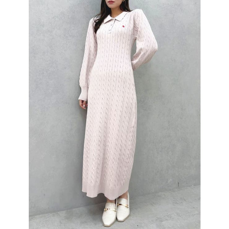POLO BCS コラボ】ケーブルポロニットワンピース[品番