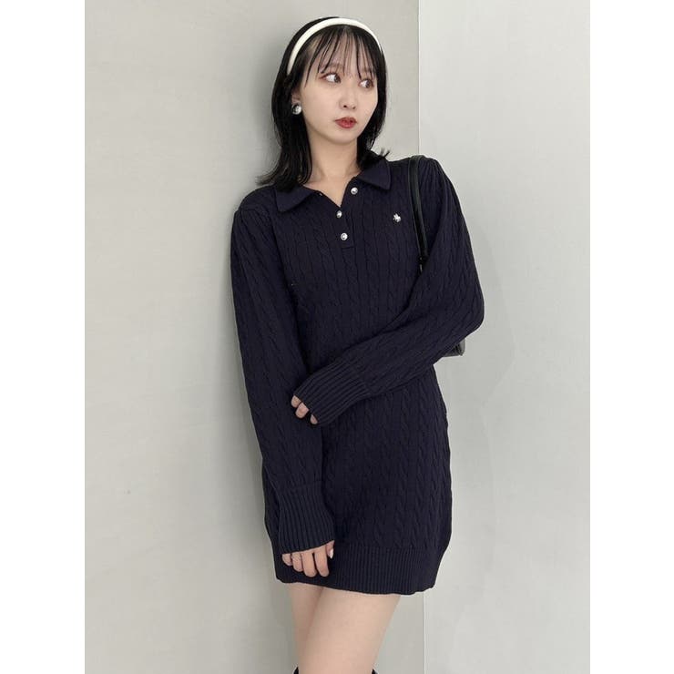 POLO BCS コラボ】ケーブルポロニットワンピース[品番