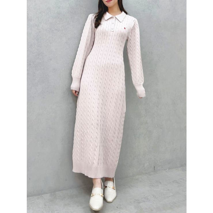 POLO BCS コラボ】ケーブルポロニットワンピース[品番