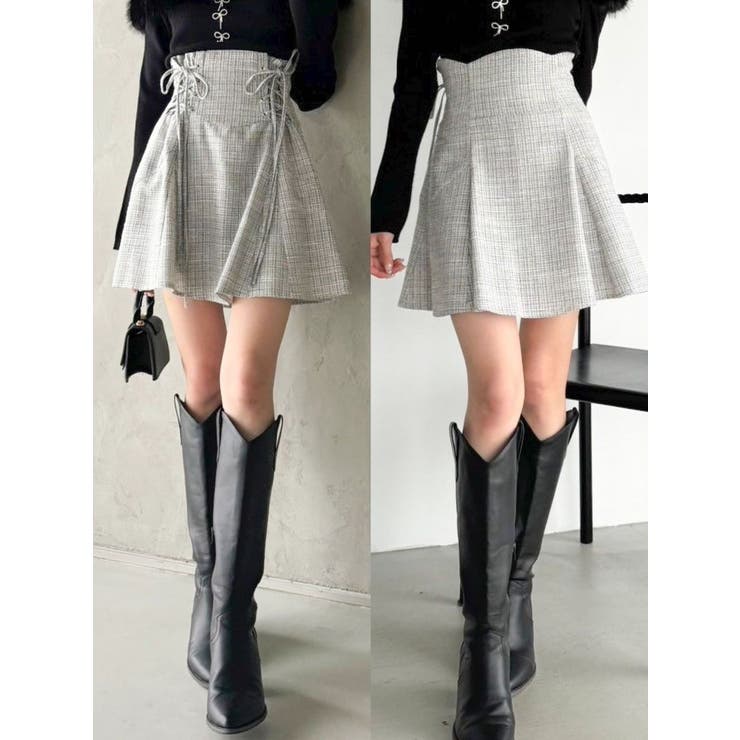 グレー | 2WAYダブルレースアップコルセットミニスカート | dazzlin