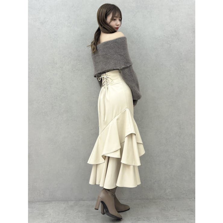 バックレースアップアシメマーメイドスカート[品番：MKSW0061502