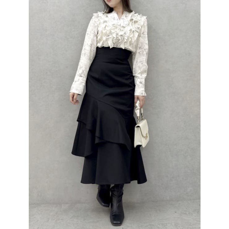 バックレースアップアシメマーメイドスカート[品番：MKSW0061502