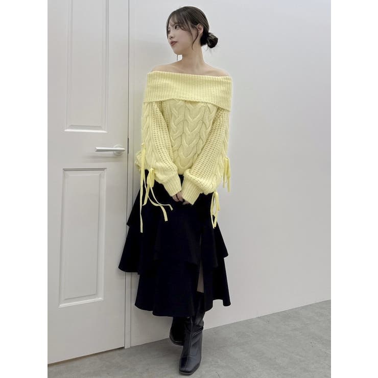 バックレースアップアシメマーメイドスカート[品番：MKSW0061502