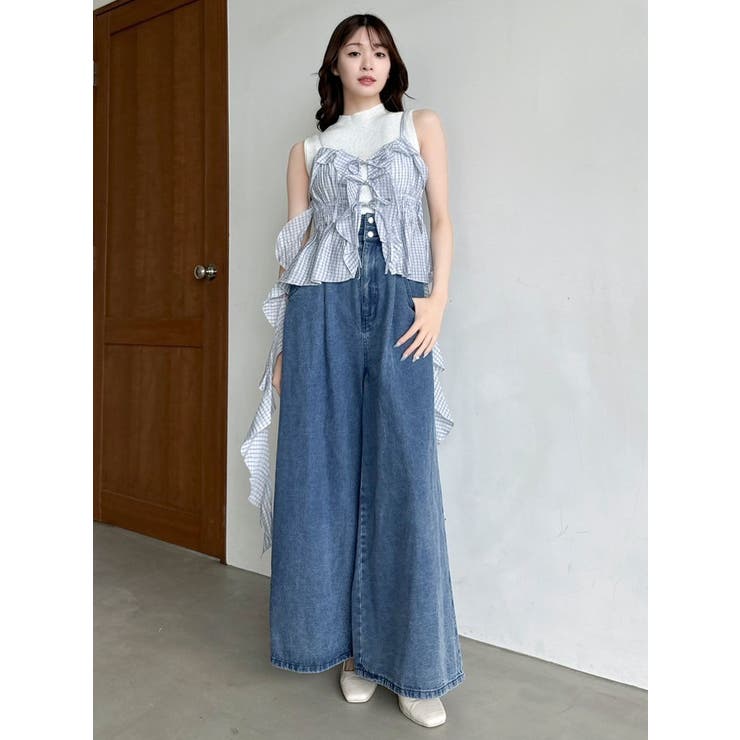 ダブルハイウエストワイドデニムパンツ | dazzlin | 詳細画像2 