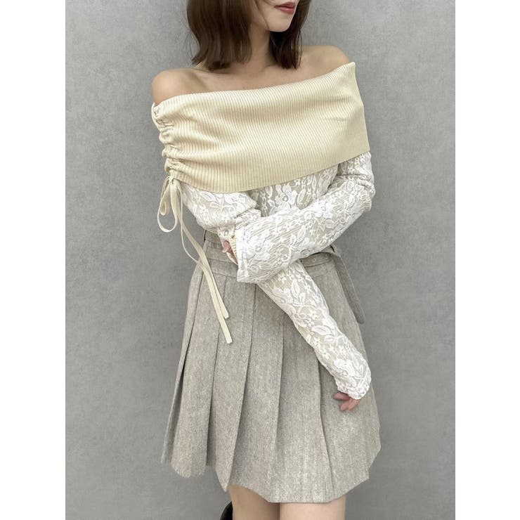 レースレイヤードリブニットトップス | dazzlin | 詳細画像19 