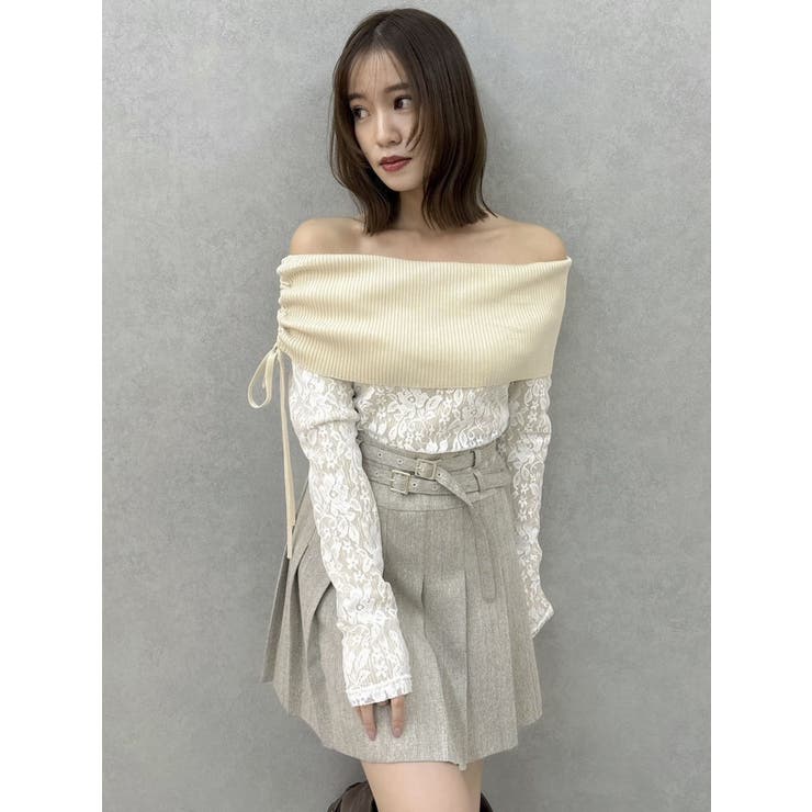 レースレイヤードリブニットトップス | dazzlin | 詳細画像22 