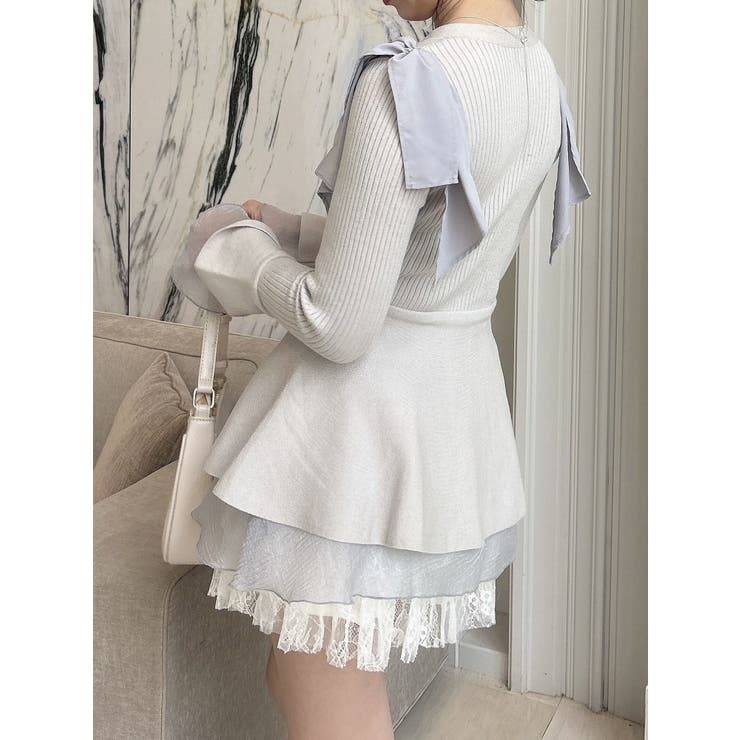 ショルダーリボンニットチュニック[品番：MKSW0061508]｜dazzlin