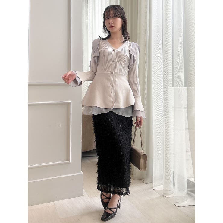 ショルダーリボンニットチュニック[品番：MKSW0061508]｜dazzlin