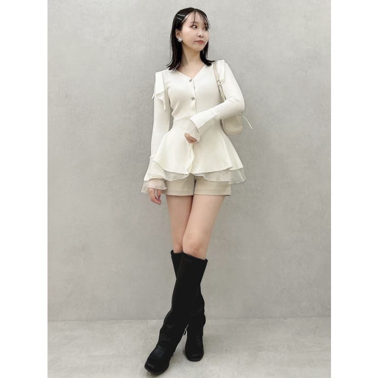 ショルダーリボンニットチュニック[品番：MKSW0061508]｜dazzlin