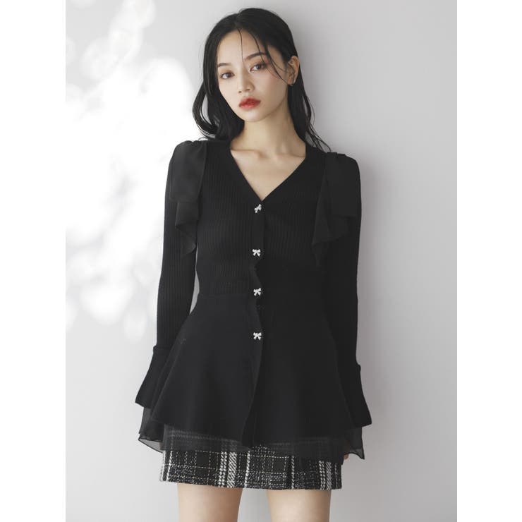 ショルダーリボンニットチュニック[品番：MKSW0061508]｜dazzlin