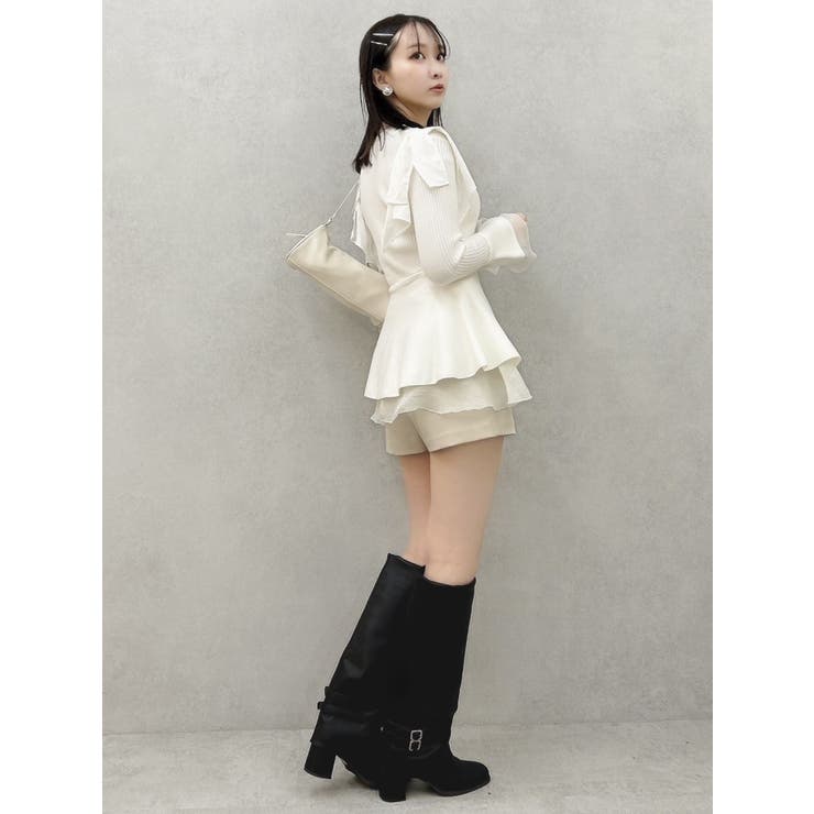 ショルダーリボンニットチュニック[品番：MKSW0061508]｜dazzlin