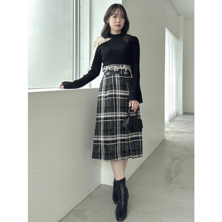 ワンショルニットトップス、トートバッグセット ワンショルリボンニットトップス[品番：MKSW0061370]｜dazzlin