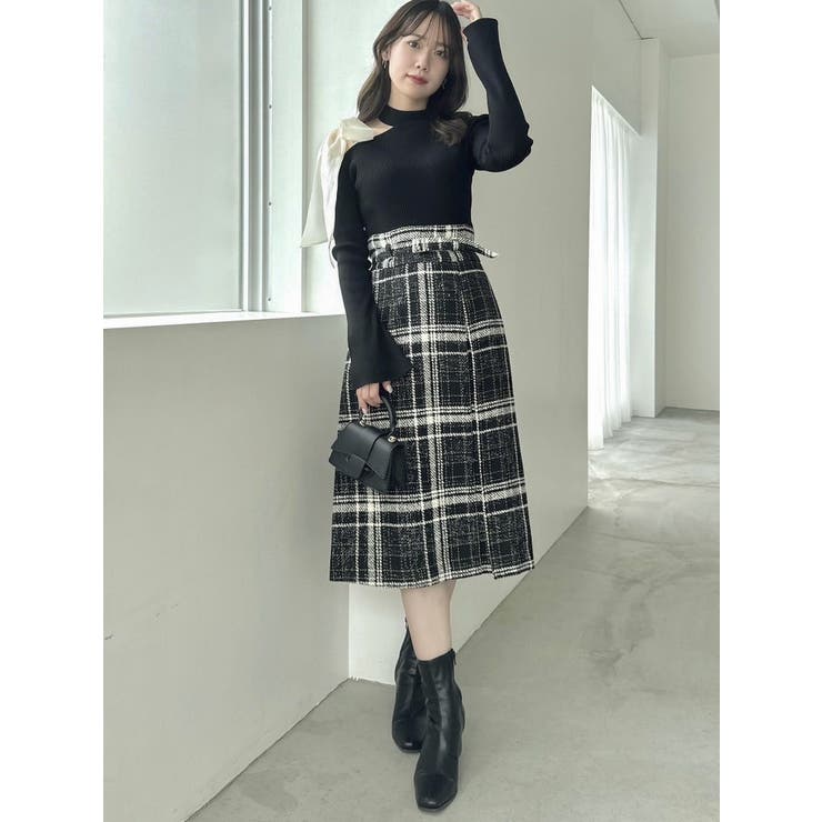 ワンショルニットトップス、トートバッグセット ワンショルリボンニットトップス[品番：MKSW0061370]｜dazzlin