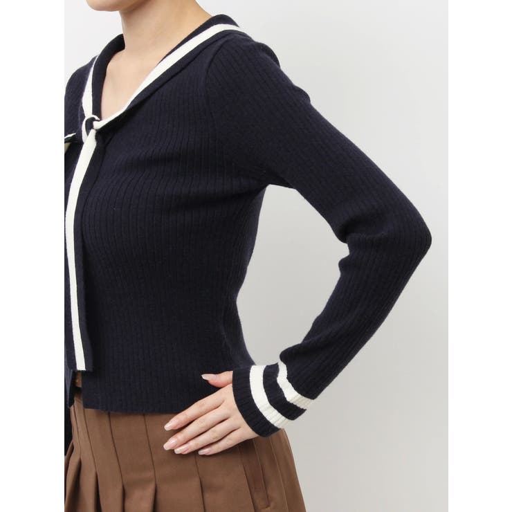 セーラータイシェイプニットトップス[品番:MKSW0062394 セーラータイシェイプニットトップス[品番:MKSW0062394