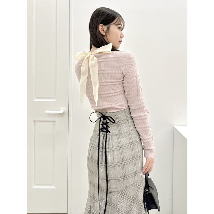 バックリボンプチフリルニットトップス | dazzlin | 詳細画像28 