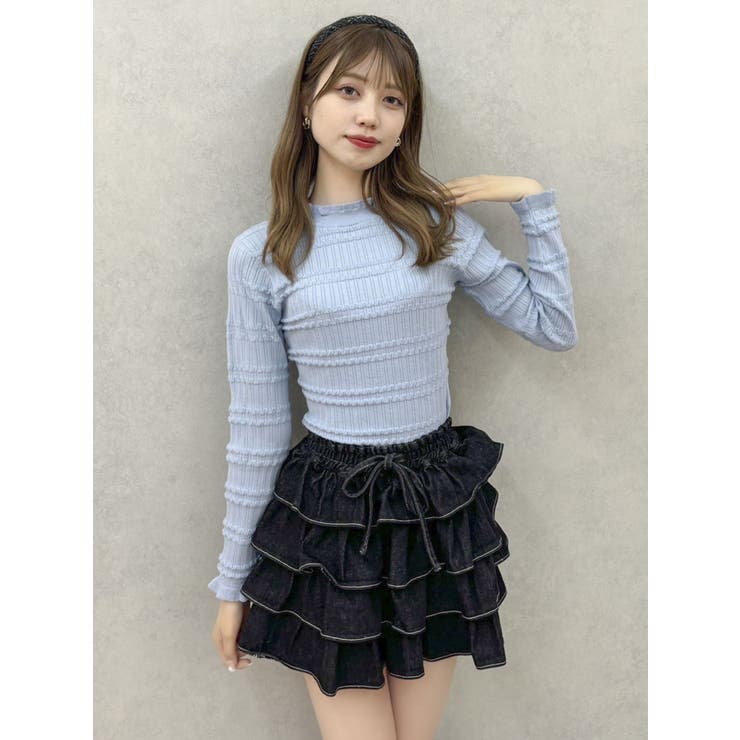 バックリボンプチフリルニットトップス | dazzlin | 詳細画像34 