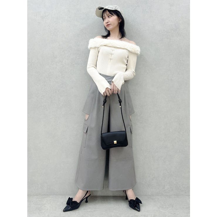 2WAYファーライクネックニットトップス[品番：MKSW0061988